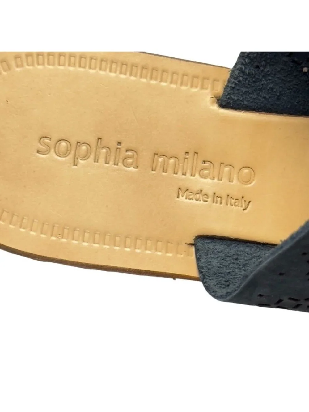 SOPHIA MILANO Women's Shoes Gray Flat Slides Perforated Leather Thongs Size 7.5M